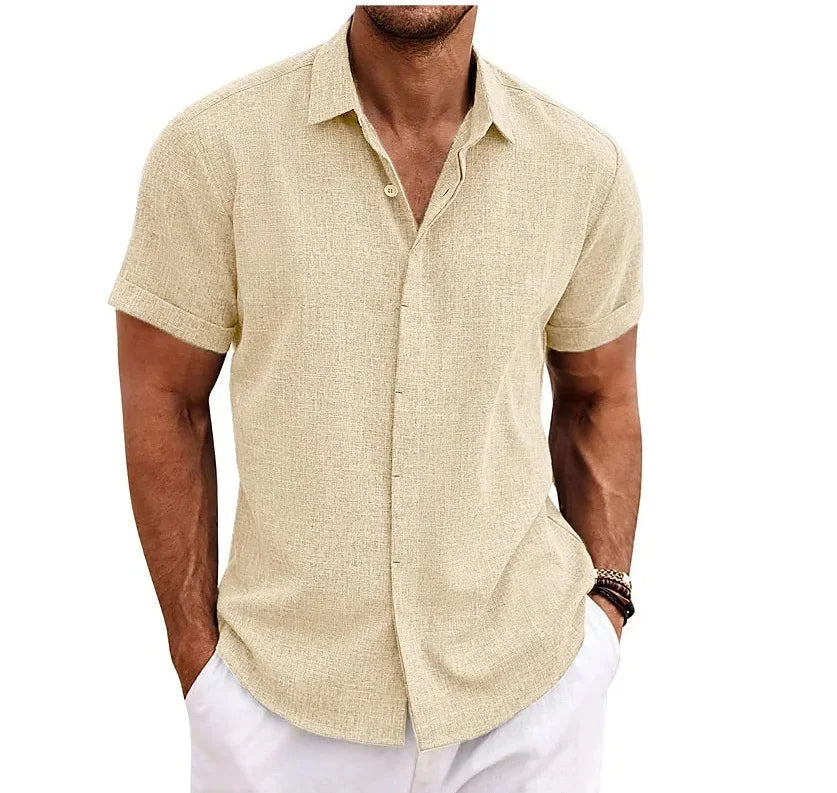 Elegant men's short sleeve button-down shirt, a modern staple for stylish summer fashion.