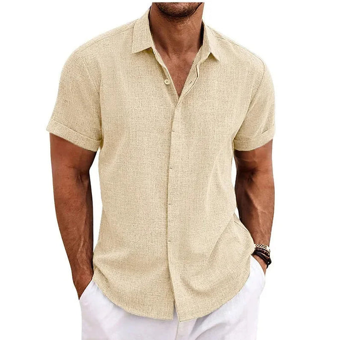 Elegant men's short sleeve button-down shirt, a modern staple for stylish summer fashion.