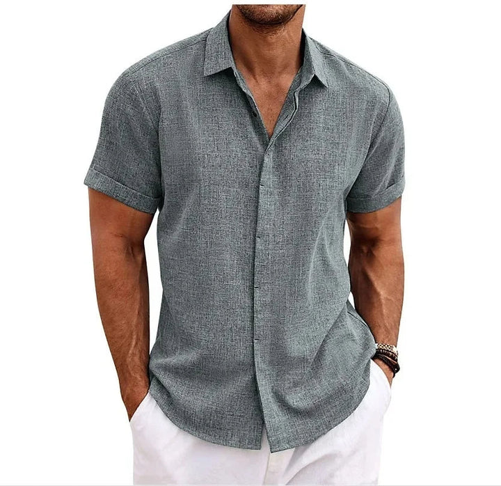 New men's casual short sleeve button-down shirt, a versatile addition to any summer wardrobe.