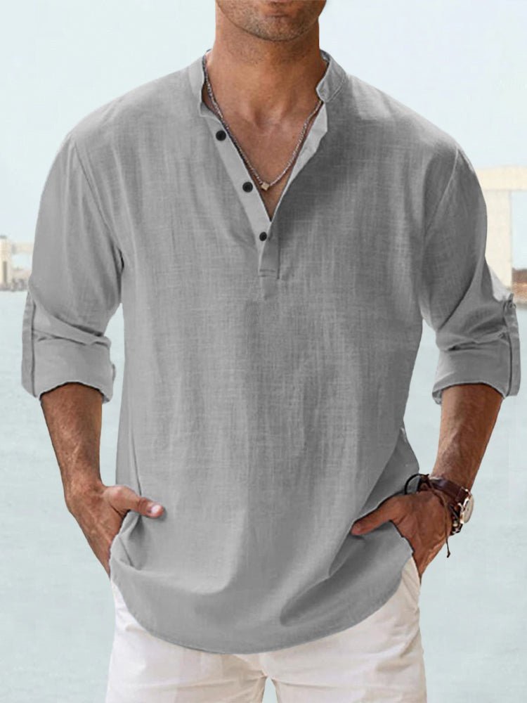 Breathable lightweight men's summer shirt, comfortable short-sleeve style for hot days.