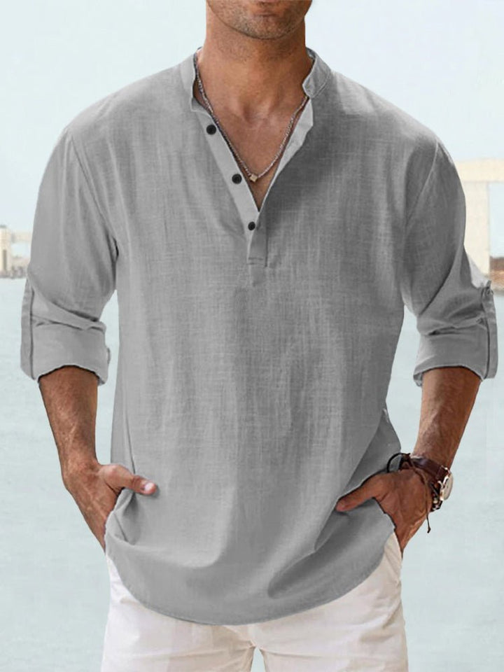 Breathable lightweight men's summer shirt, comfortable short-sleeve style for hot days.