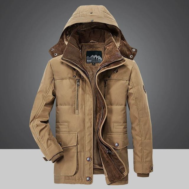 Men's navy blue corduroy sherpa lined winter parka, perfect for cold weather outerwear