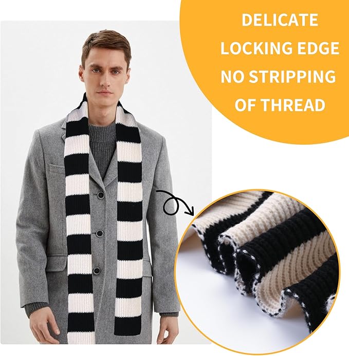 Fashionable men's chunky striped scarf, a versatile accessory for everyday winter wear.