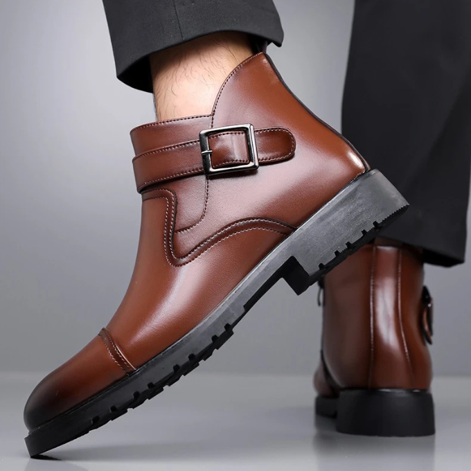 Elegant men's dark brown leather Chelsea boots, highlighting craftsmanship and versatile styling.