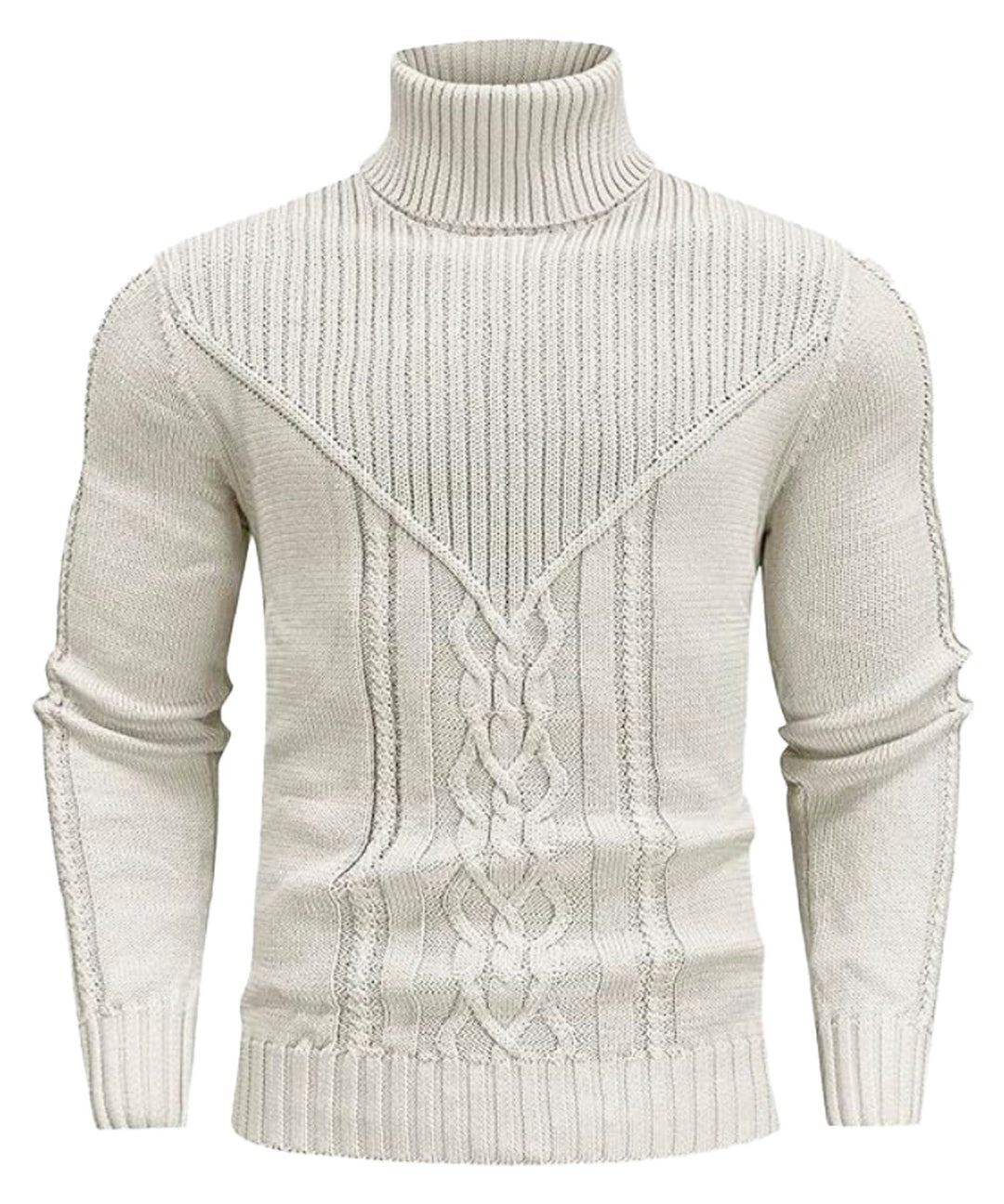 Comfortable men's long sleeve polyester turtleneck sweater in a versatile winter color.