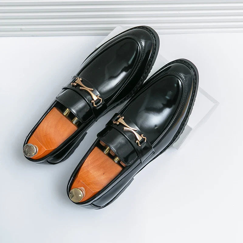 Versatile men's classic slip-on loafers in black, suitable for both dress shoes and casual loafer occasions.