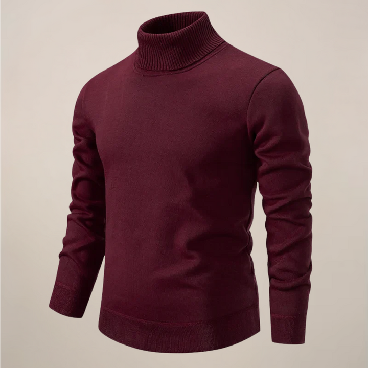 Stylish men's turtleneck knit sweater, a key piece for modern smart casual and sophisticated outfits.