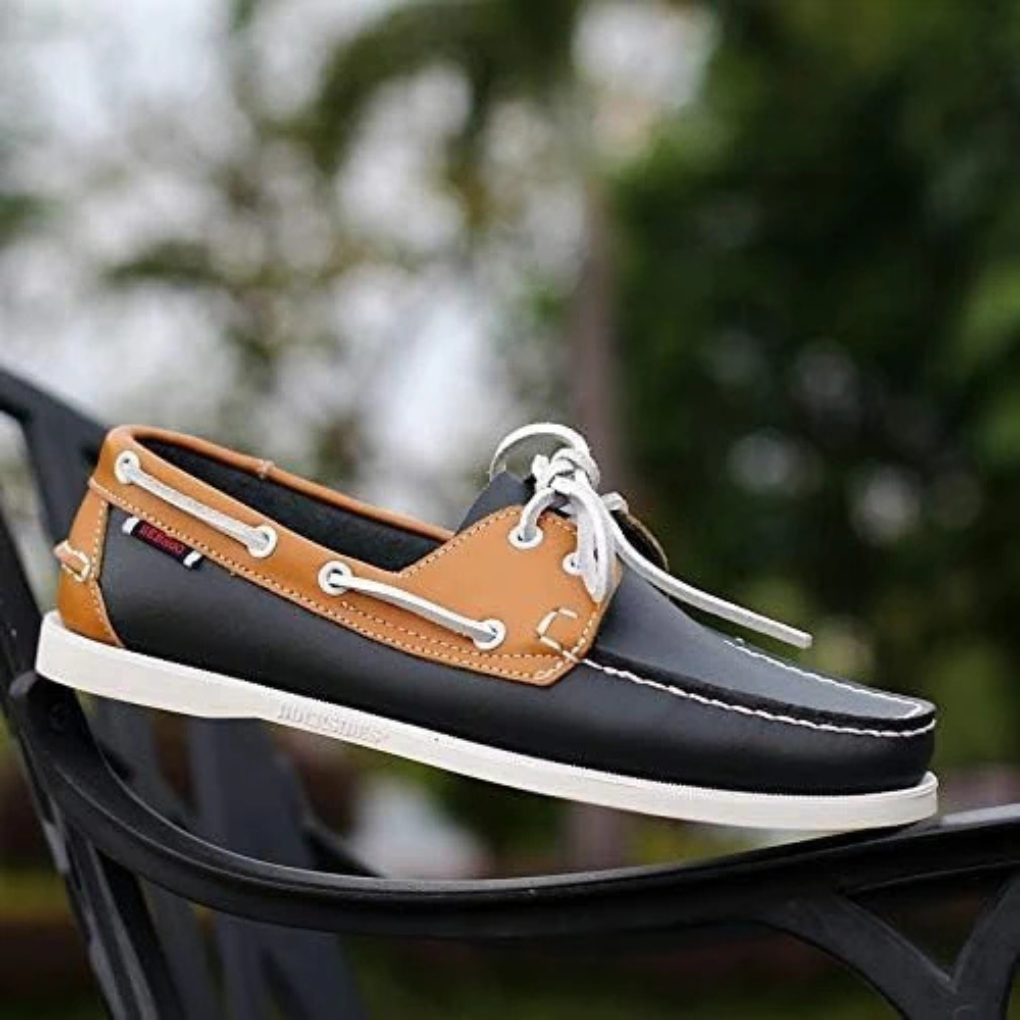 Men's classic boat shoes, elegant design for everyday style. Comfortable casual nautical footwear with slip-resistant sole.