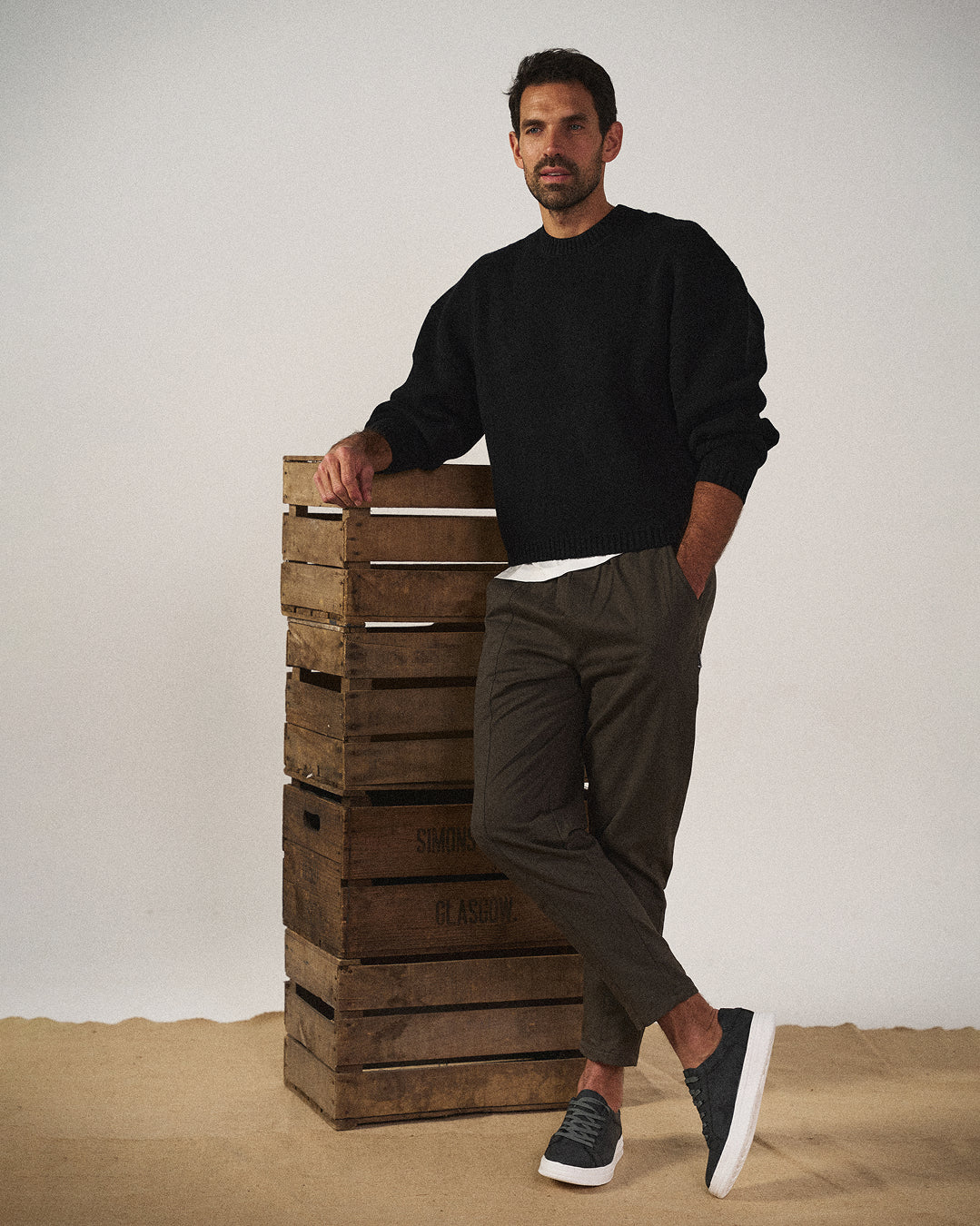 Top view of men's leather sneakers, highlighting the sleek design and everyday comfort.