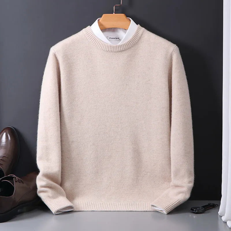 Men's fall fashion crew neck knit sweater, a comfortable and stylish long sleeve top for various occasions.