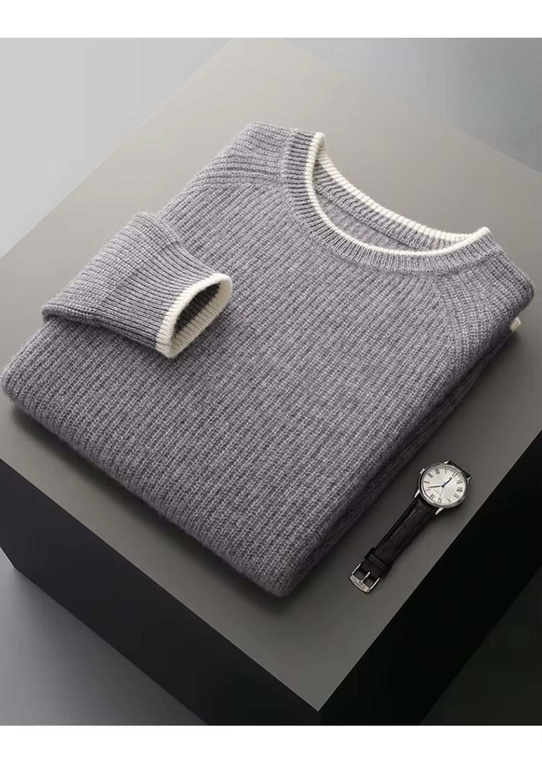 Essential men's all-season crew neck sweater, versatile for everyday casual and smart styling.