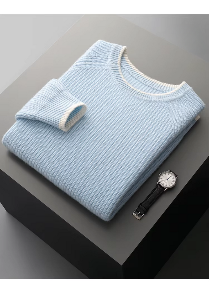 Effortless men's all-season crew neck sweater, a smart casual layering essential.