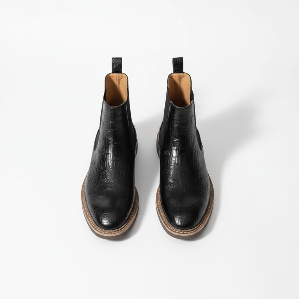 Collection of men's leather Chelsea boots in dark brown and black, versatile and timeless footwear