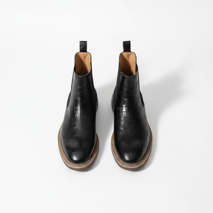 Collection of men's leather Chelsea boots in dark brown and black, versatile and timeless footwear