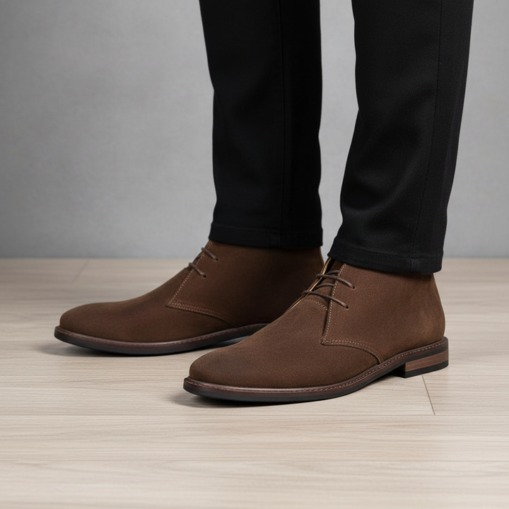 Men's classic desert boots in stylish brown suede, offering timeless comfort for everyday casual wear.