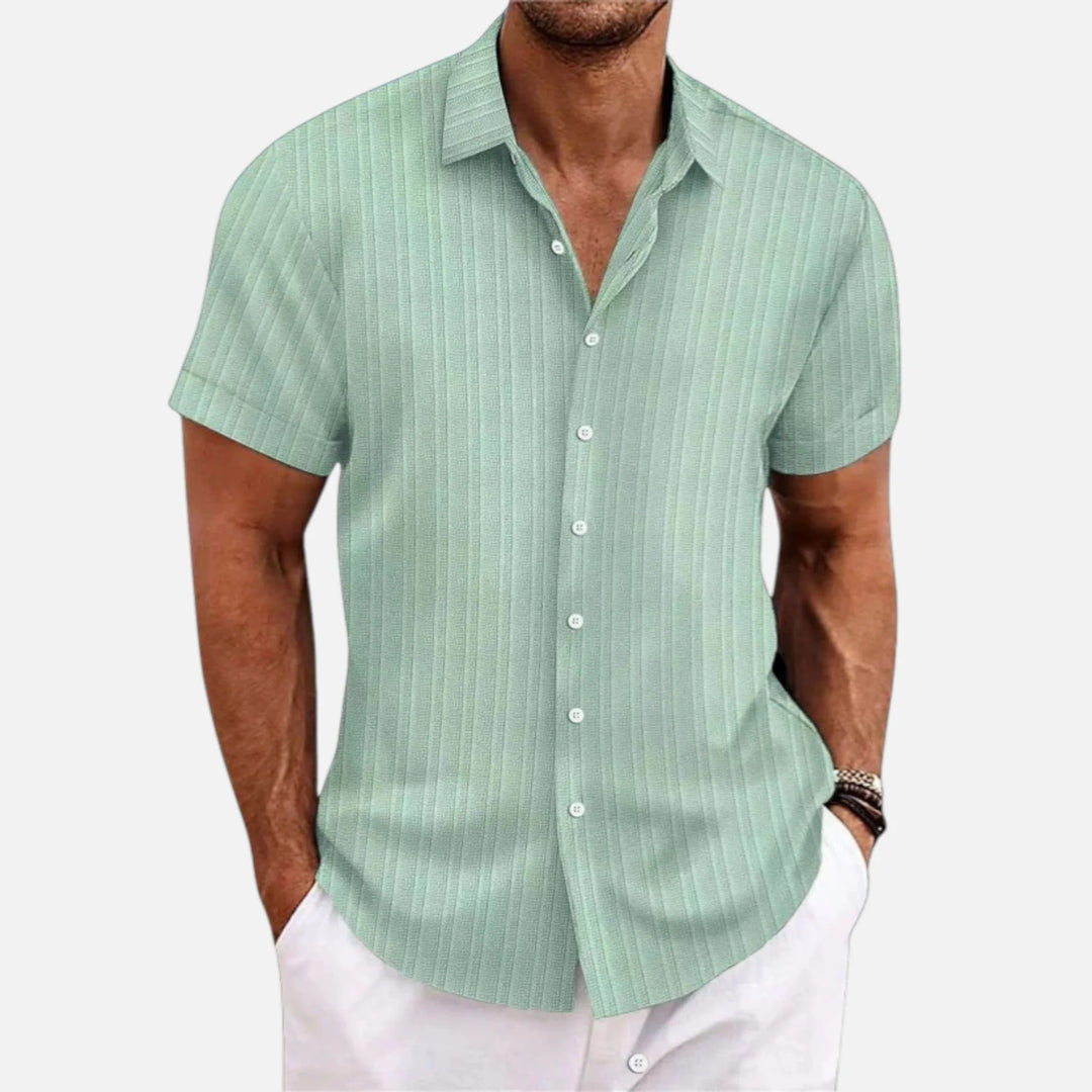 Classic men's short sleeve polo with button front & collared neck. Comfortable, smart casual everyday style.