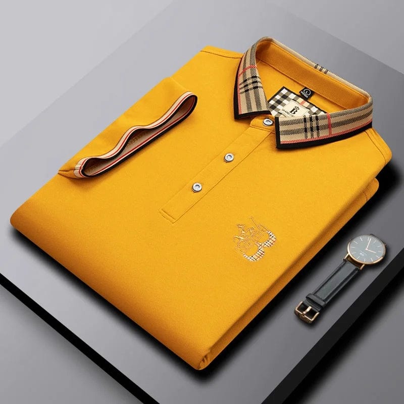 Stylish men's short-sleeve polo shirt with embroidered detail for spring and summer fashion.