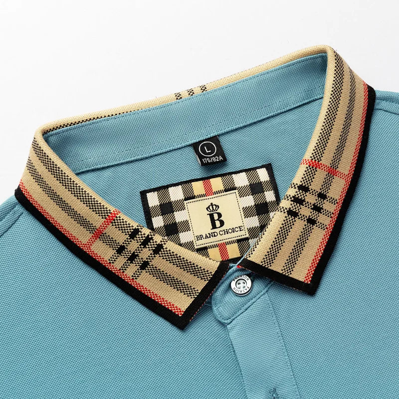 Embroidered men's short sleeve polo shirt, a classic fit for spring and summer fashion.