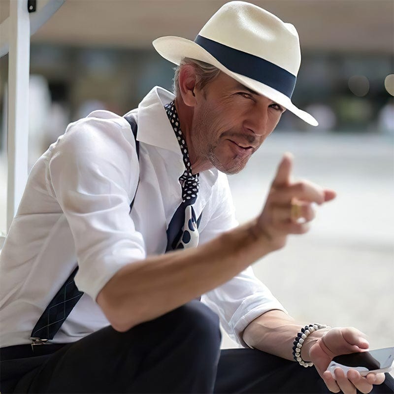 Men's classic handmade Panama hat, perfect for summer sun protection & elegant style.