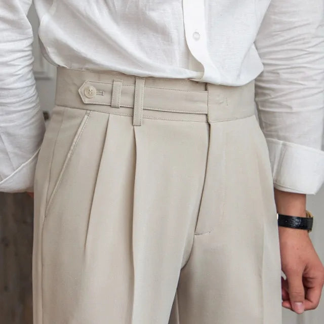 Tailored men's polyester blend dress pants, straight leg fit, perfect for business & formal events
