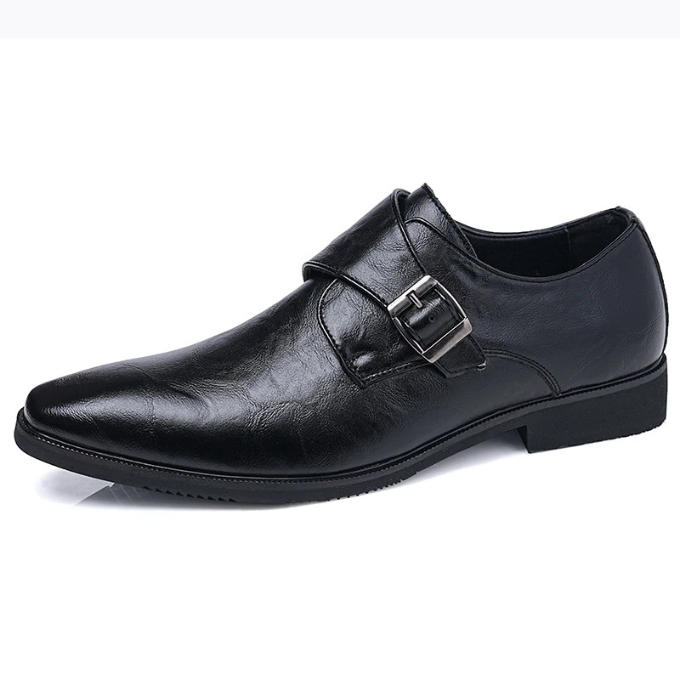 Classic brown leather monk strap shoes for men, versatile for formal, business, and elegant social occasions. Gentleman's shoe.