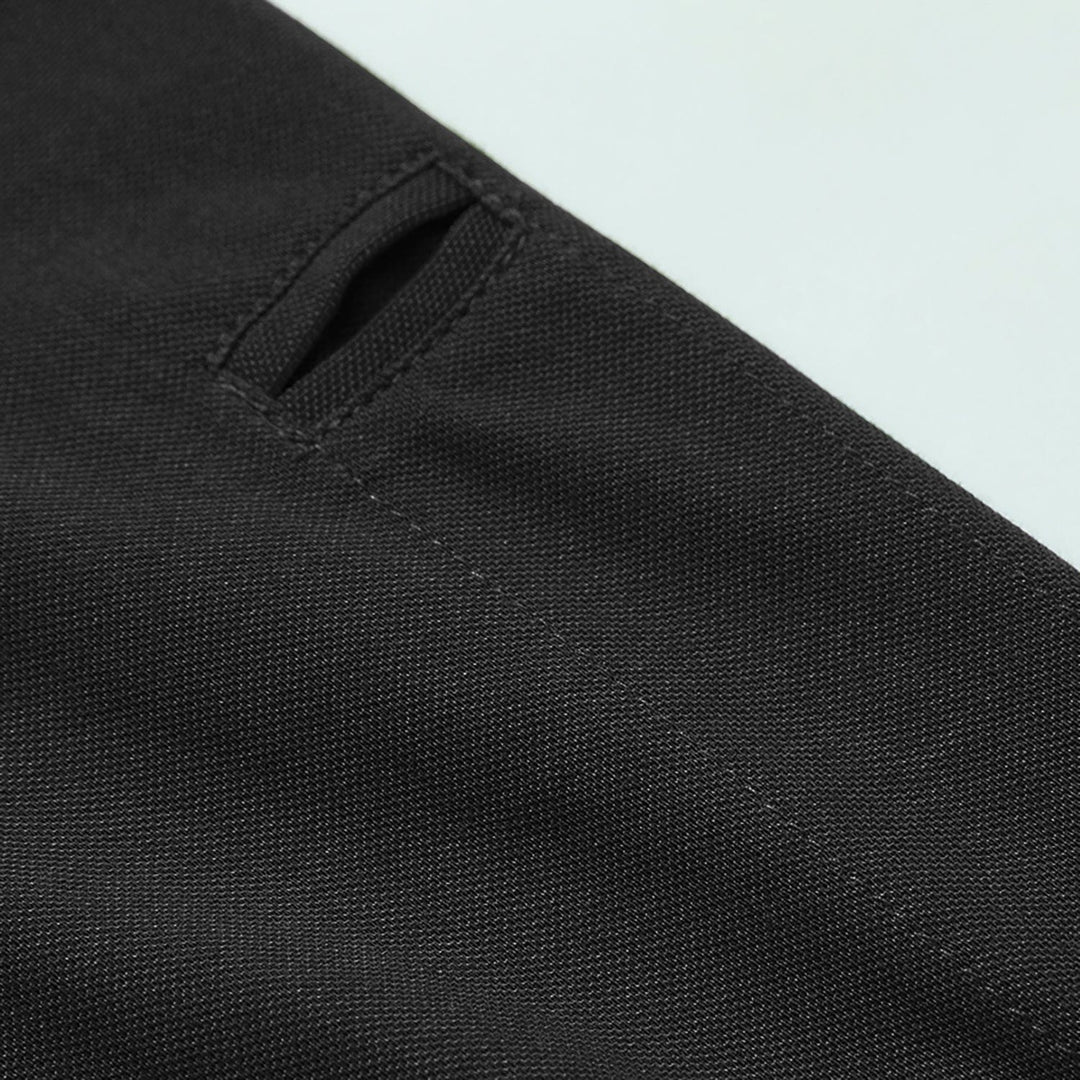 Men's red long sleeve polo shirt on a hanger, showcasing its fit and casual wear appeal.