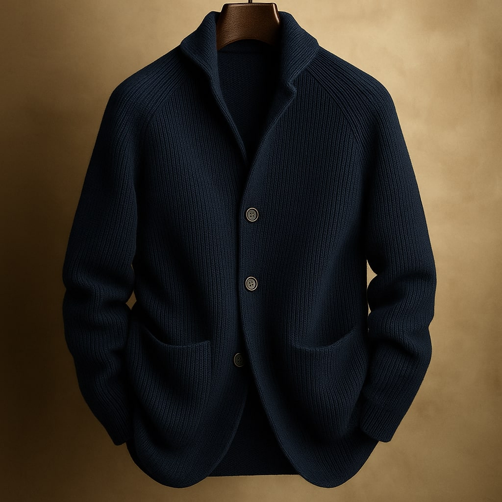 Casual men's gray button-front sweater with a classic design, great for everyday layering & relaxed fit.