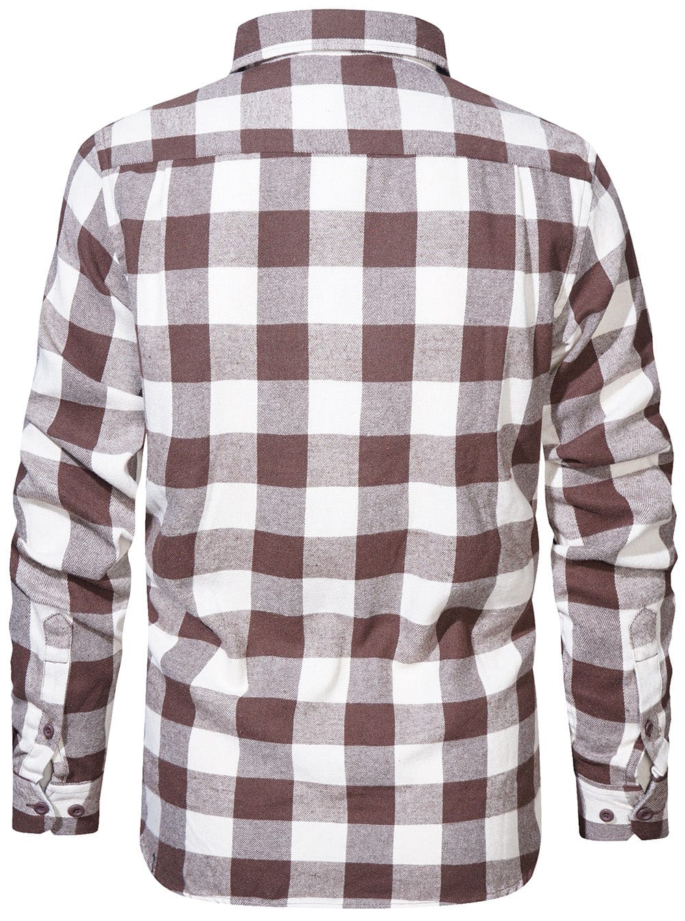 Men's long-sleeve button-down plaid flannel shirt, a staple for fall and winter fashion
