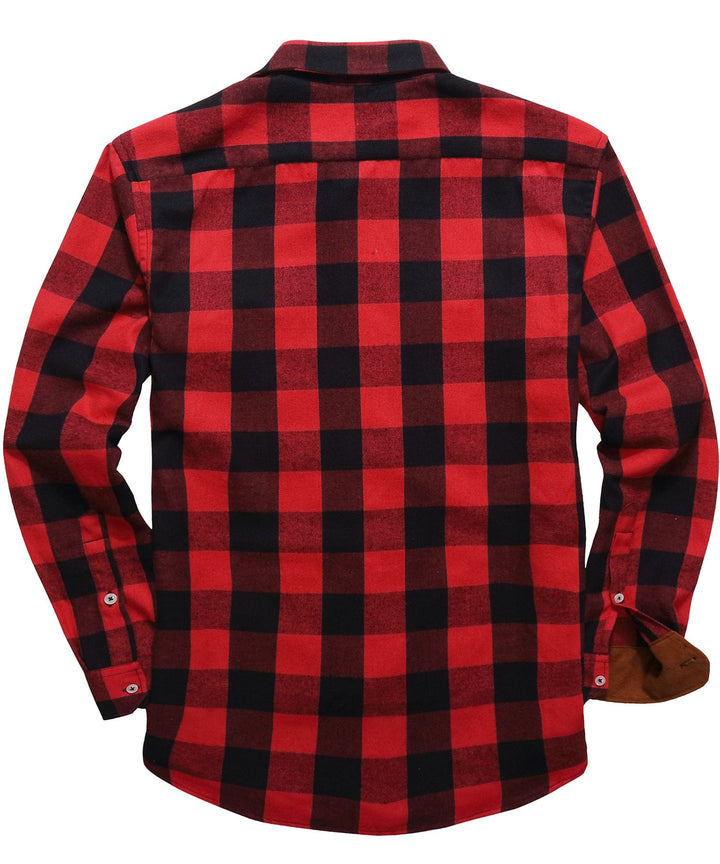Men's green and navy plaid flannel shirt, button-up, soft and warm for winter fashion