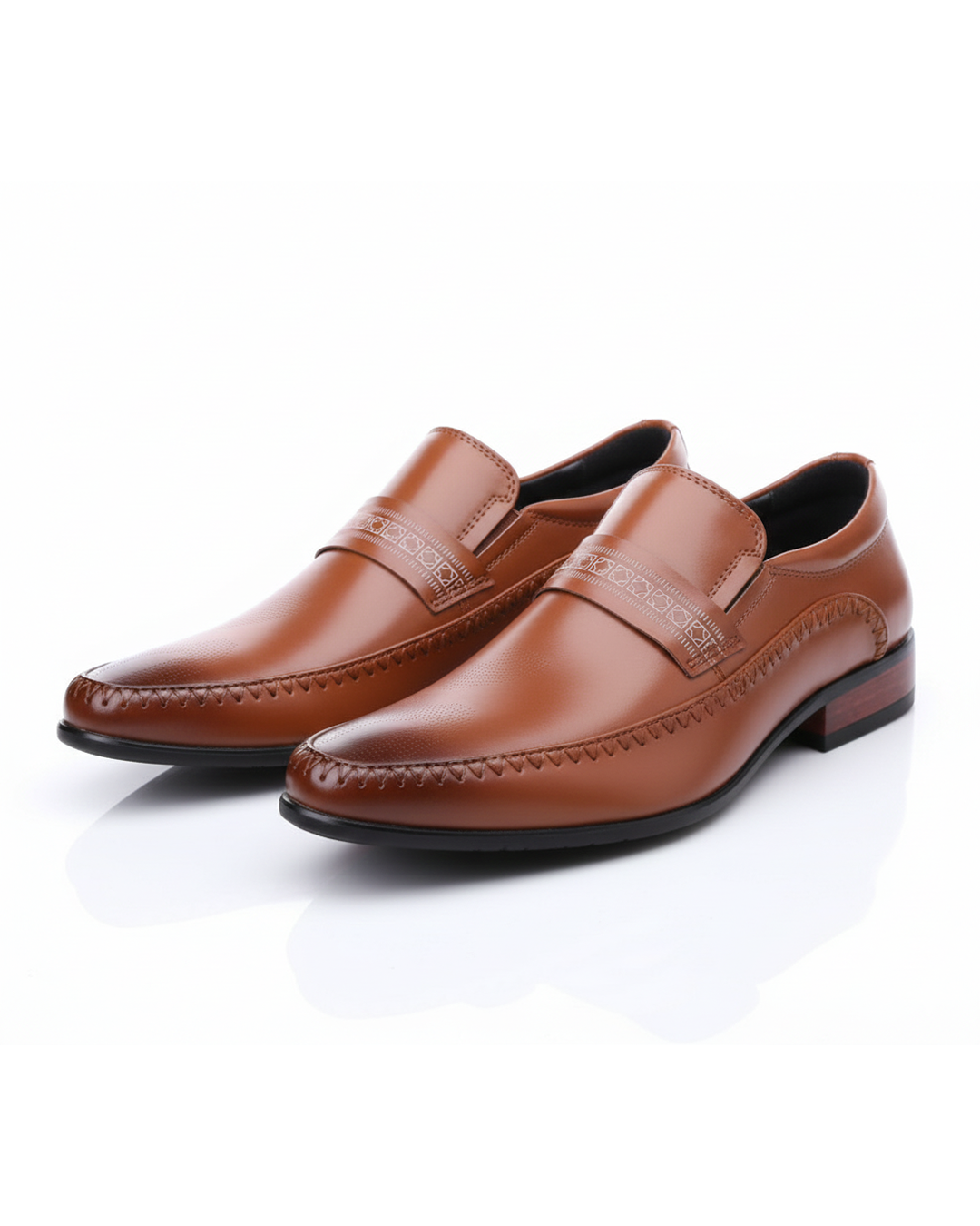 Men's classic polished leather dress shoes, perfect for formal and business casual office wear.