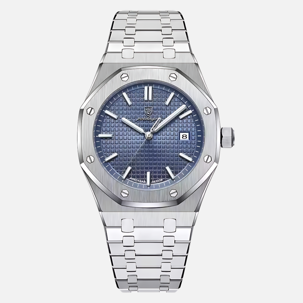 Men's classic quartz watch with elegant Roman numeral dial & durable stainless steel case, perfect for dress wear.