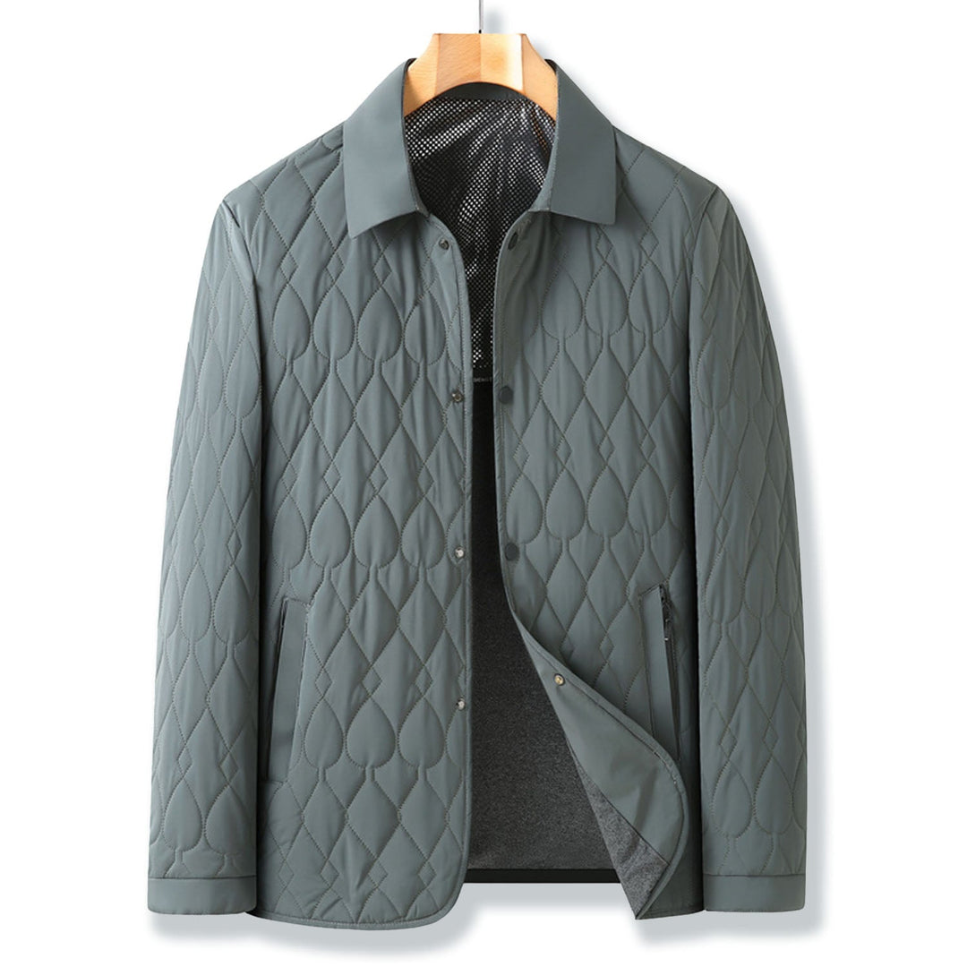 Men's classic quilted button-down jacket, perfect for smart casual fall fashion outerwear.