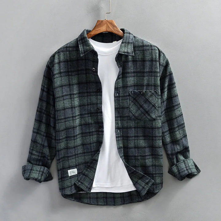 Men's classic red and black checked flannel shirt made from warm, soft cotton, ideal for casual wear