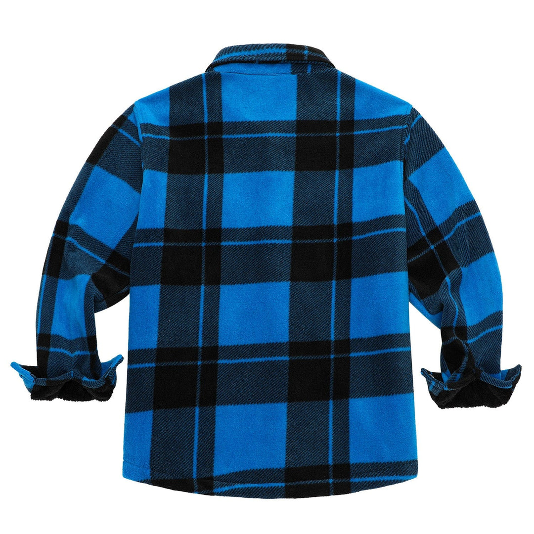 Front view of a men's plaid shirt jacket with a cozy flannel interior, versatile for everyday wear. #mensfashion