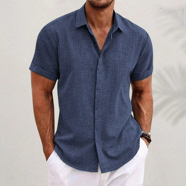 Classic men's short sleeve collared top, a stylish and comfortable summer shirt.