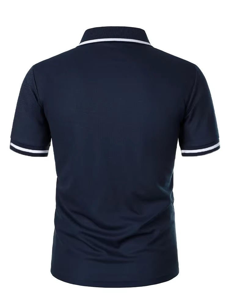 Men wearing a versatile short sleeve polo shirt with chest pocket, suitable for work, casual, or professional settings.
