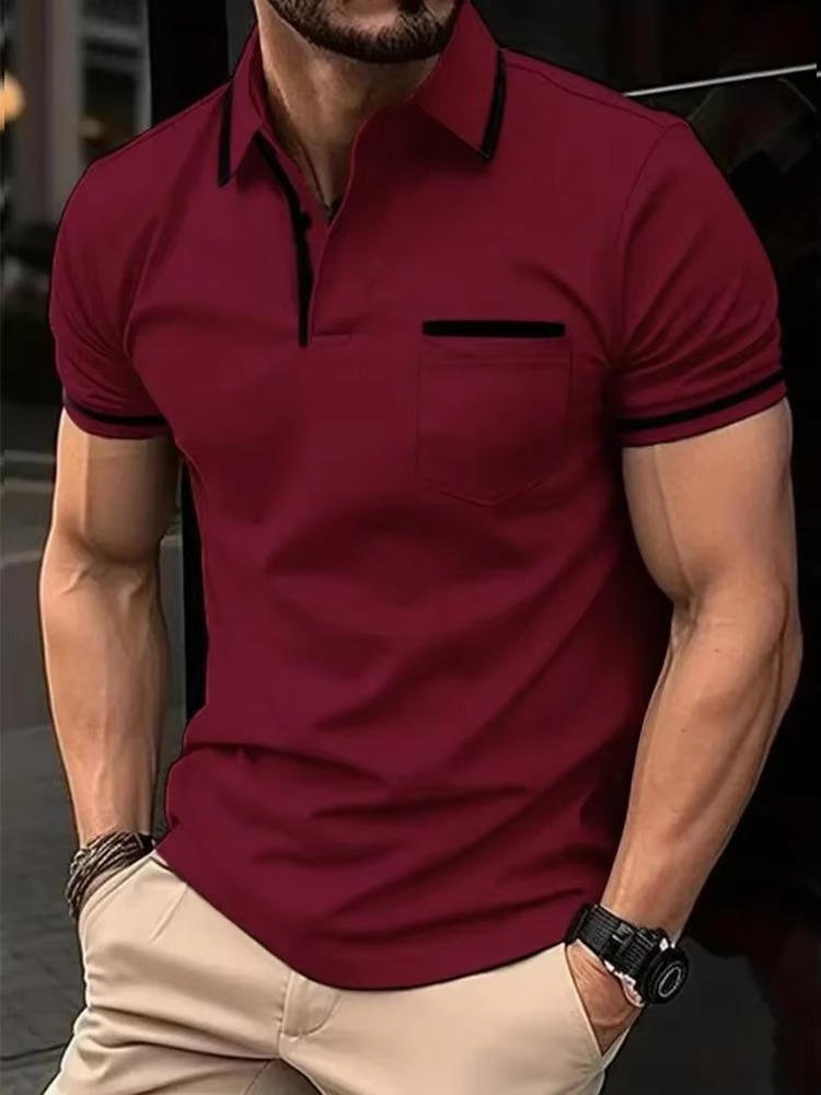 Comfortable men's short sleeve polo shirt with chest pocket. A versatile everyday top for spring and summer styles.