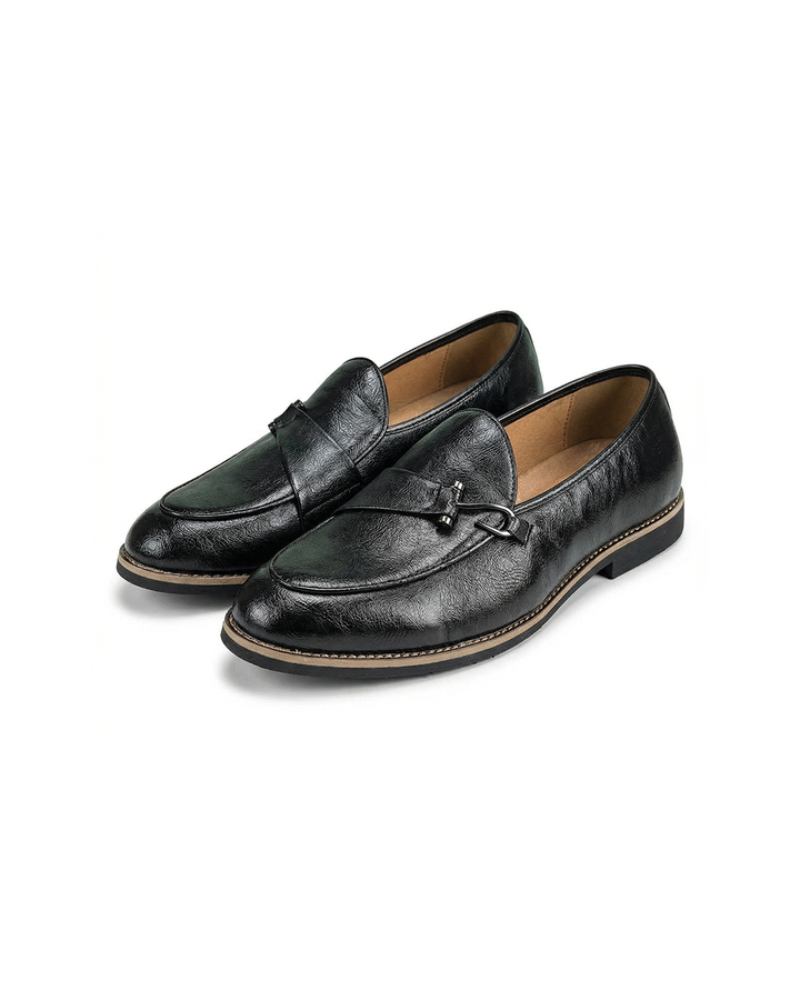 Men's classic slip-on bit loafers, comfortable brown leather dress casual footwear.