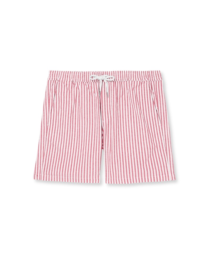 Stylish men's striped summer shorts with drawstring. Ideal for vacation, beach, or comfortable everyday casual wear.