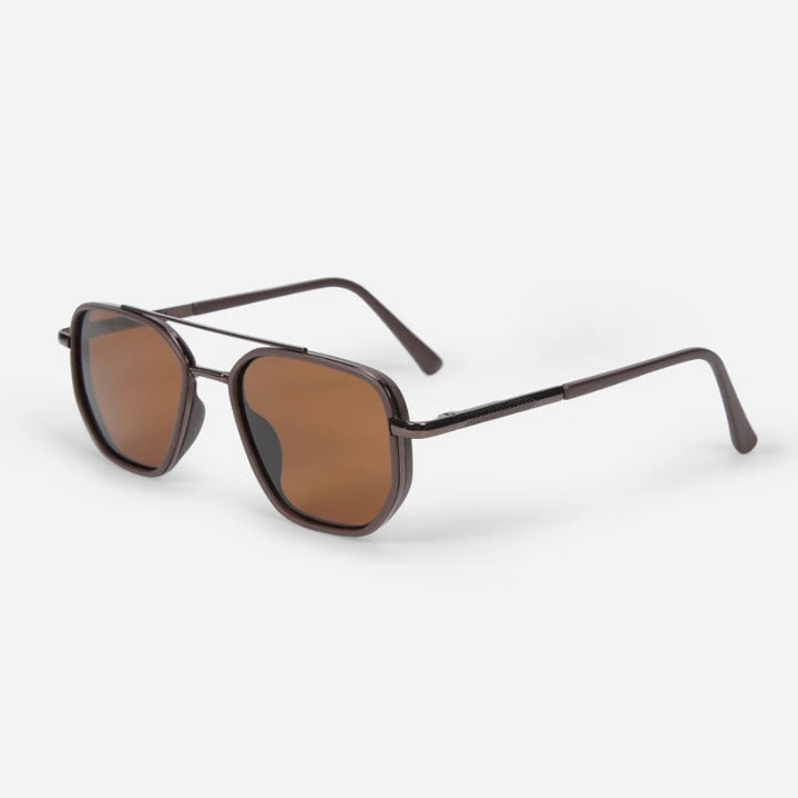 Men's classic style polarized urban sunglasses with metal frame for UV protection, shown on white background
