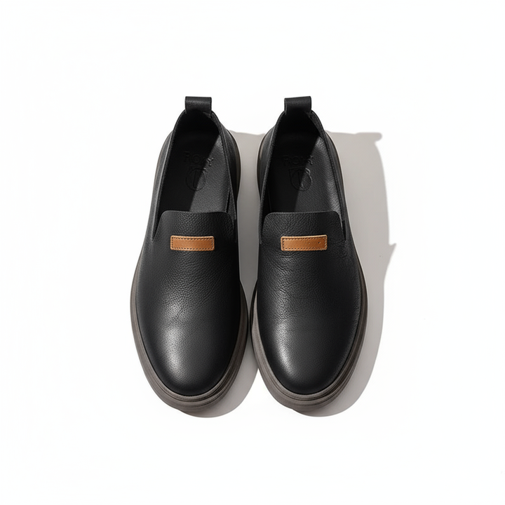 Men's casual leather loafers in a distressed brown finish, offering a rugged yet refined look