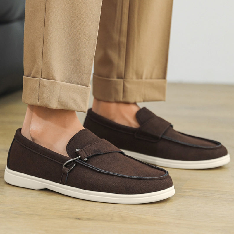 Men's slip-on loafers in a lifestyle setting, highlighting their versatile and casual appeal
