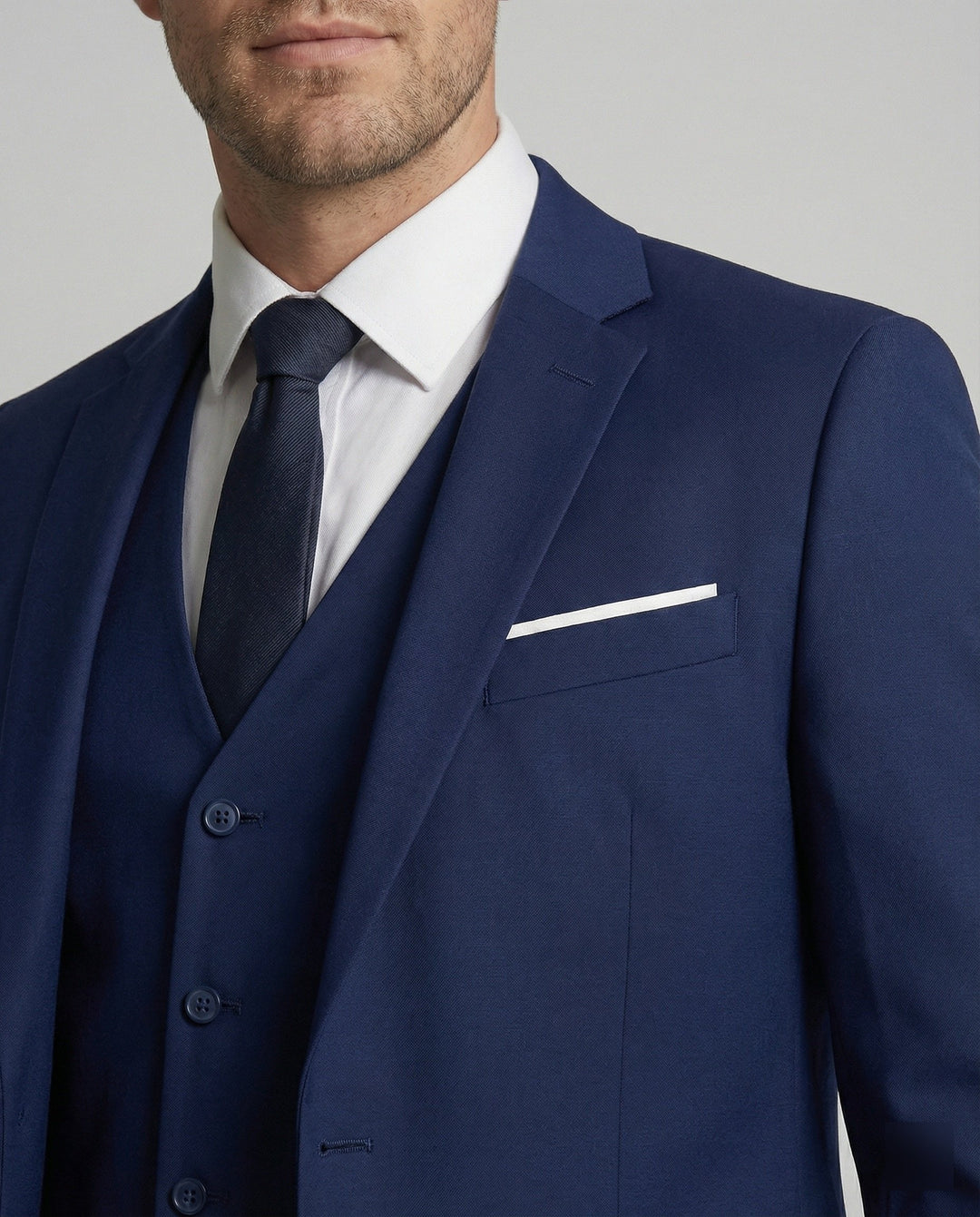 Versatile men's three-piece classic suit set for formal wear, business attire, weddings & events.