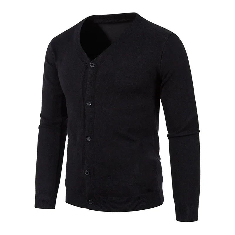 Folded men's V-neck knit sweater, ready for casual wear or as a layered outfit essential.