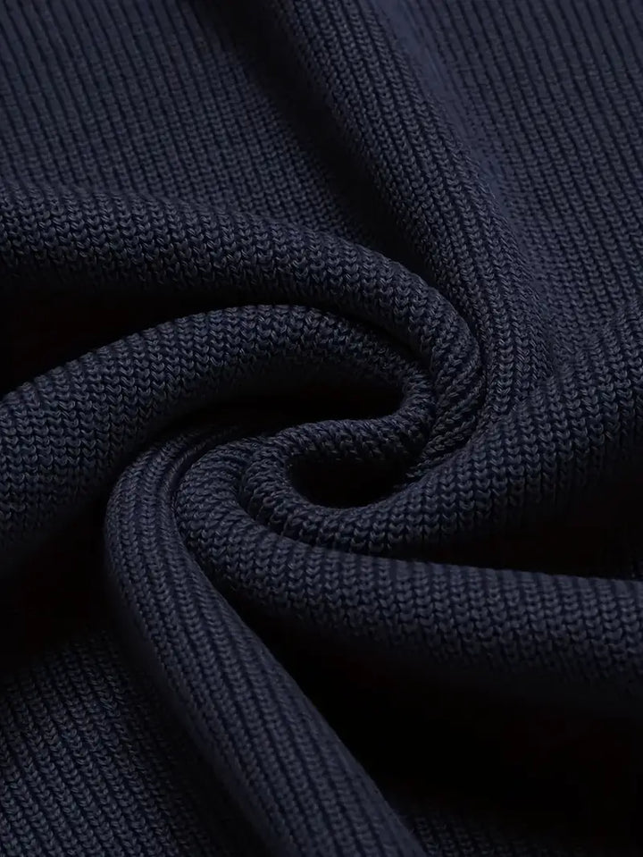 Classic men's long-sleeve V-neck sweater in a neutral tone. Essential fall & winter apparel for versatile, comfortable wear.