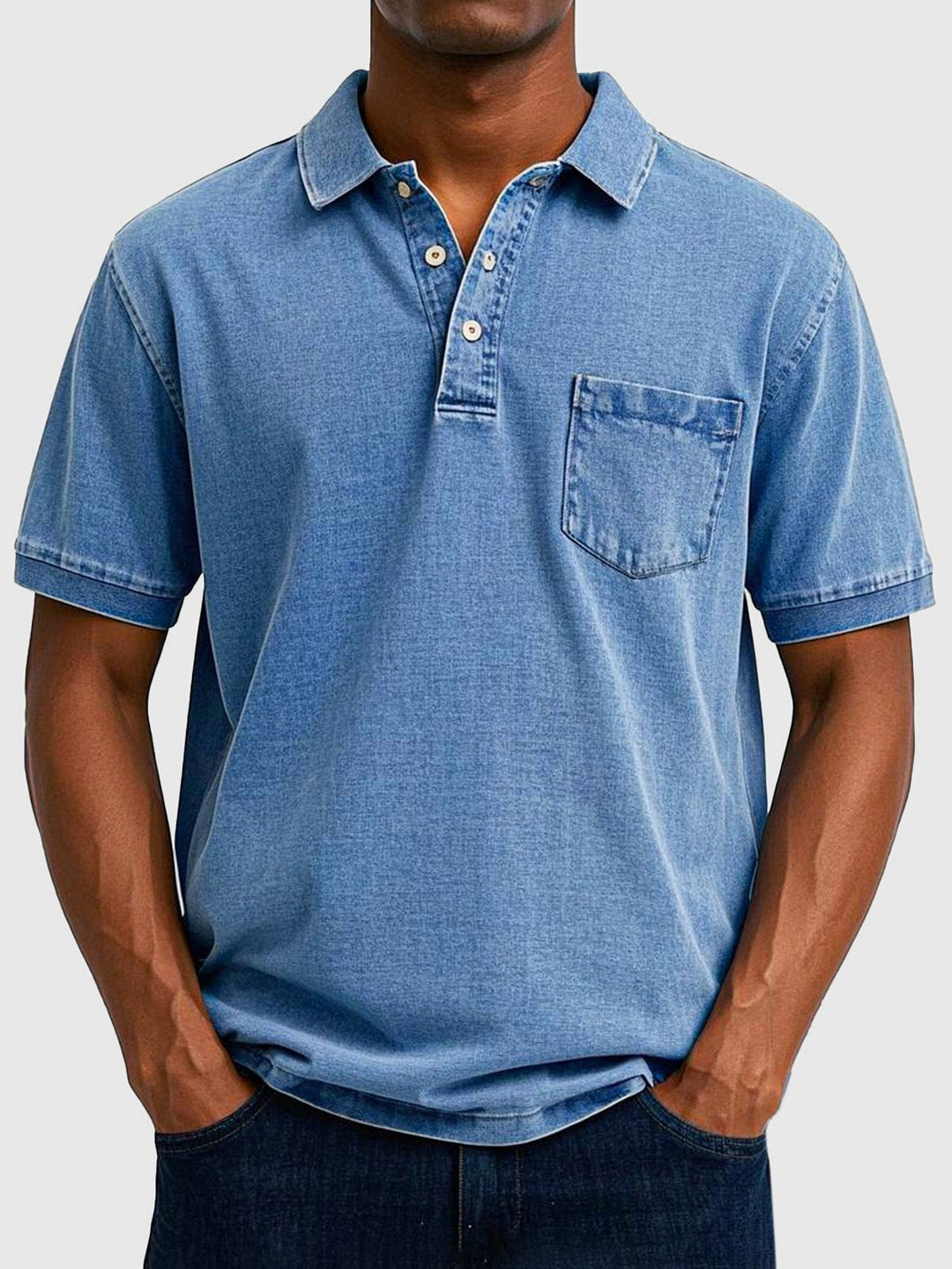 Men's classic washed look short sleeve polo shirt for casual summer everyday style.