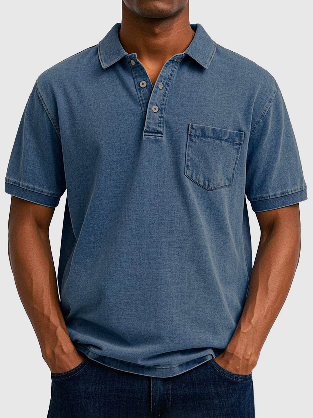 Classic men's short sleeve polo shirt with a stylish washed finish, great for summer casual.