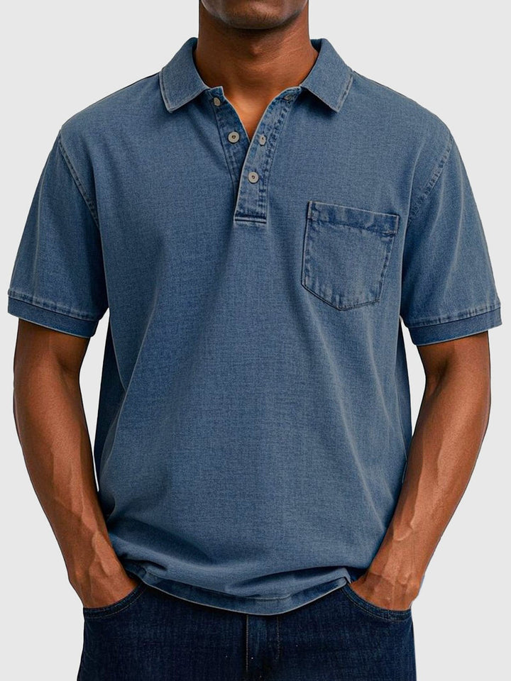 Classic men's short sleeve polo shirt with a stylish washed finish, great for summer casual.