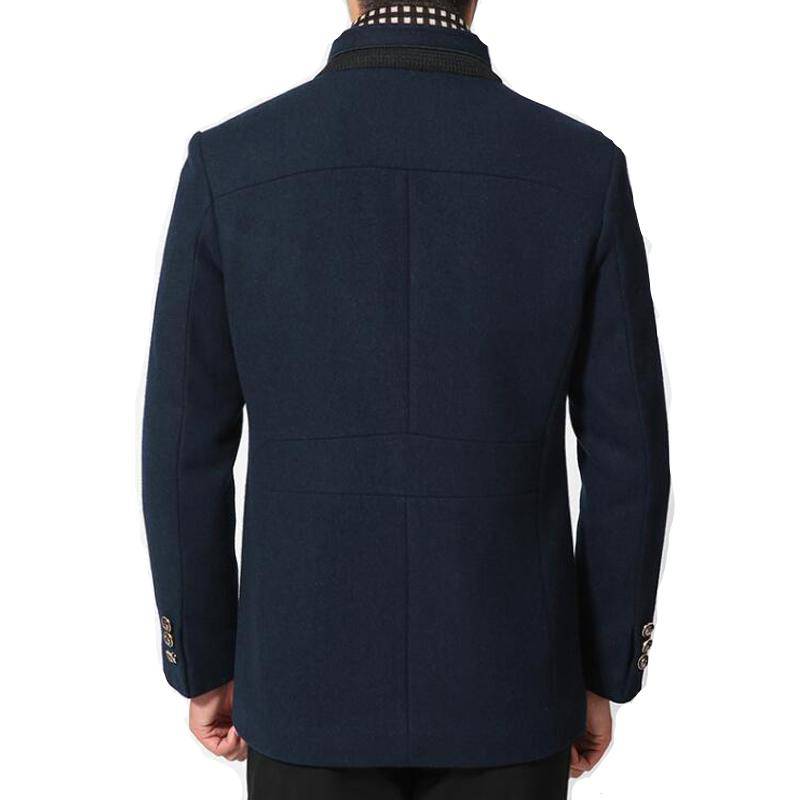 Stylish men's winter coat: cashmere wool blend peacoat with a convenient detachable scarf.
