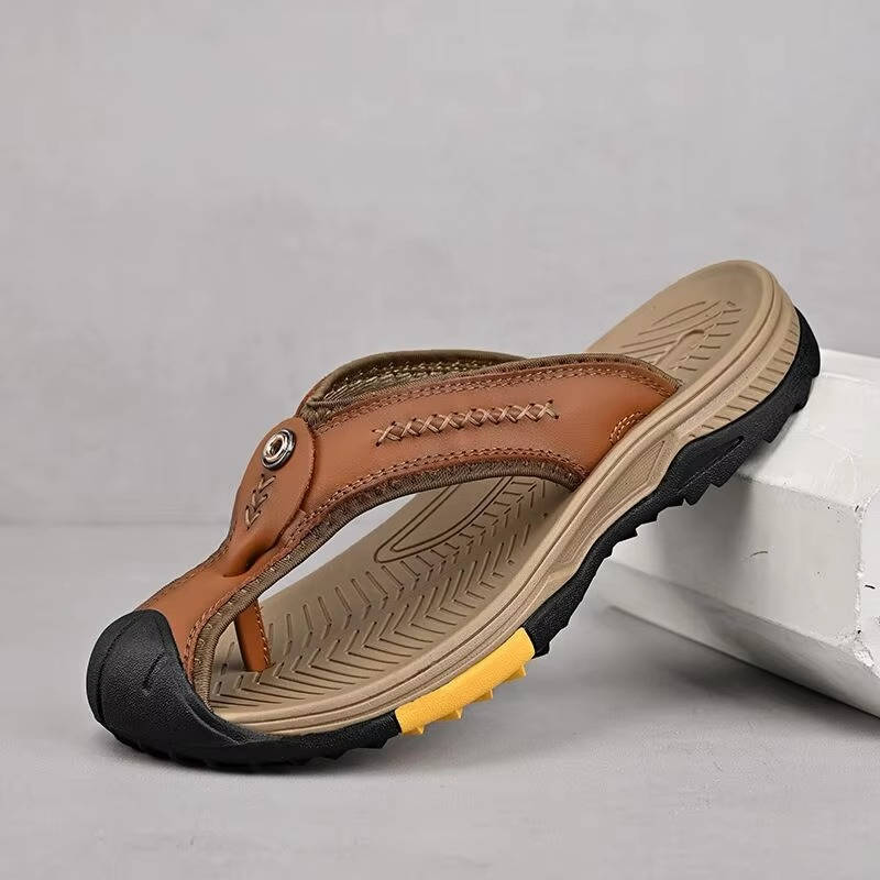 Comfortable men's water resistant sport sandals with closed toe protection & non-slip traction for outdoor use.